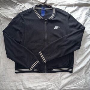 Vintage Nike Women's Medium Black Bomber Style Jacket 90s Y2K